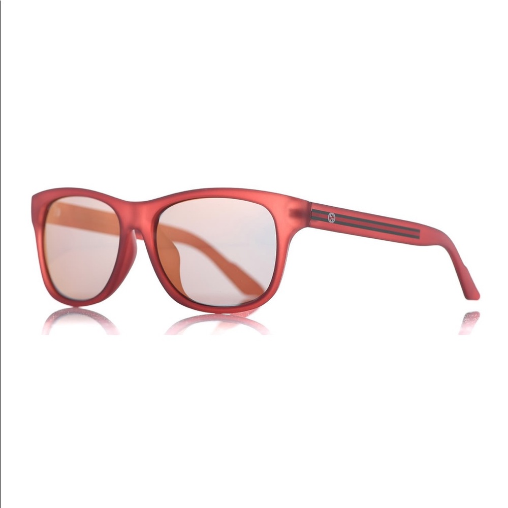 GUCCI Acetate Square Frame GG Web Sunglasses Red